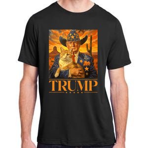 Trump 2024 And Cat Western Cowboy Patriotic Adult ChromaSoft Performance T-Shirt