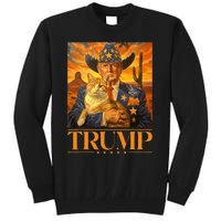 Trump 2024 And Cat Western Cowboy Patriotic Tall Sweatshirt