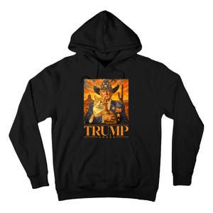 Trump 2024 And Cat Western Cowboy Patriotic Tall Hoodie