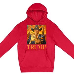 Trump 2024 And Cat Western Cowboy Patriotic Premium Pullover Hoodie