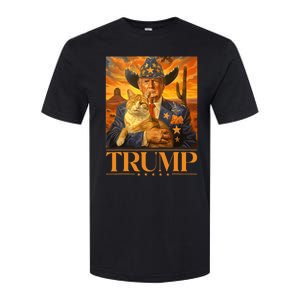 Trump 2024 And Cat Western Cowboy Patriotic Softstyle CVC T-Shirt