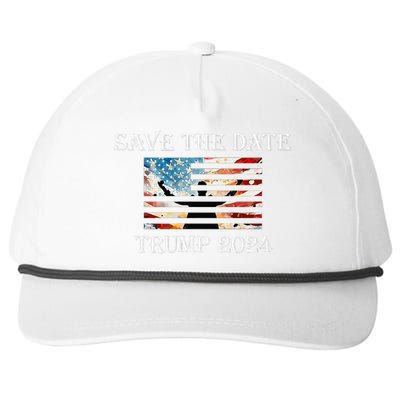 Trump 2024 American Flag Save The Date Take America Back Snapback Five-Panel Rope Hat