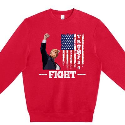 Trump 2024 Assasination Butler Pennsylvania Trump Fight Premium Crewneck Sweatshirt