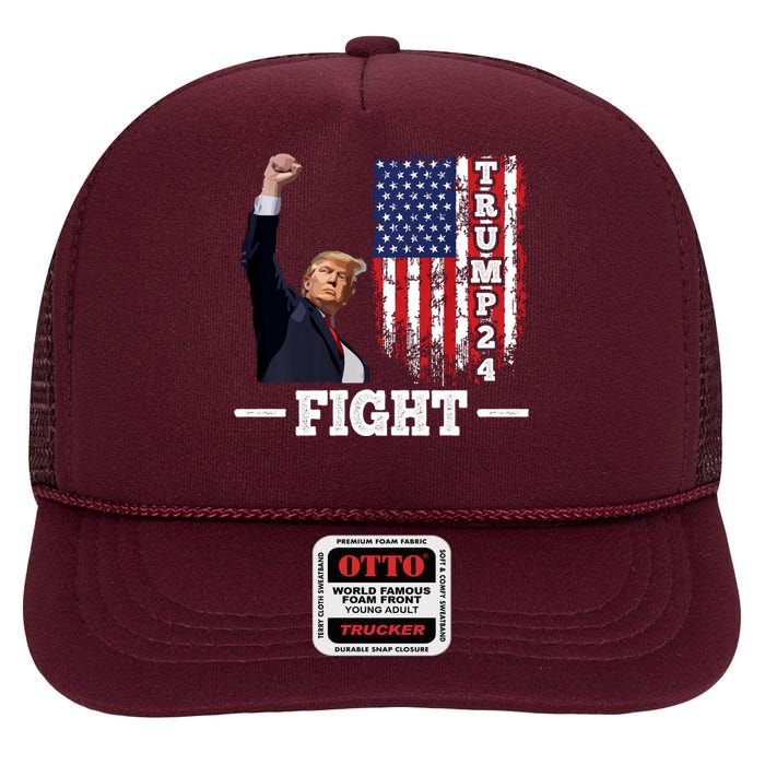 Trump 2024 Assasination Butler Pennsylvania Trump Fight High Crown Mesh Back Trucker Hat