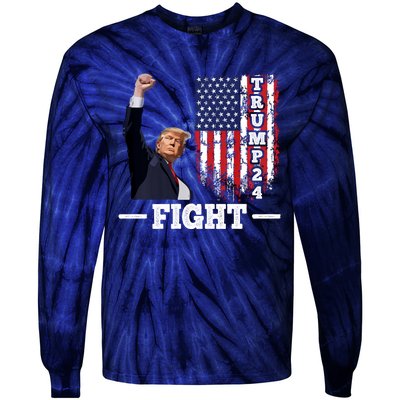 Trump 2024 Assasination Butler Pennsylvania Trump Fight Tie-Dye Long Sleeve Shirt