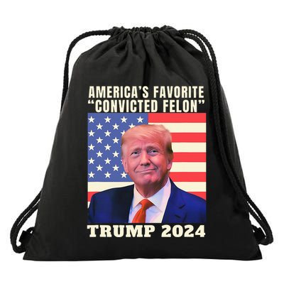 Trump 2024 Americas Favorite Convicted Felon Drawstring Bag