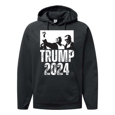 Trump 2024 Bulletproof Teflon Don Rally Shooting Fist Pump Performance Fleece Hoodie