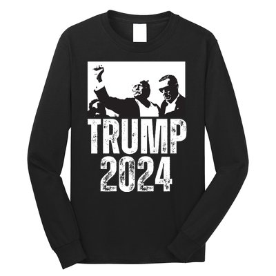 Trump 2024 Bulletproof Teflon Don Rally Shooting Fist Pump Long Sleeve Shirt