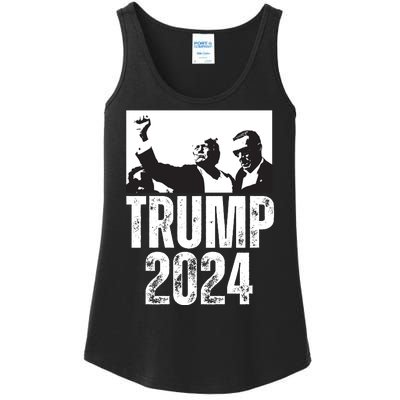 Trump 2024 Bulletproof Teflon Don Rally Shooting Fist Pump Ladies Essential Tank