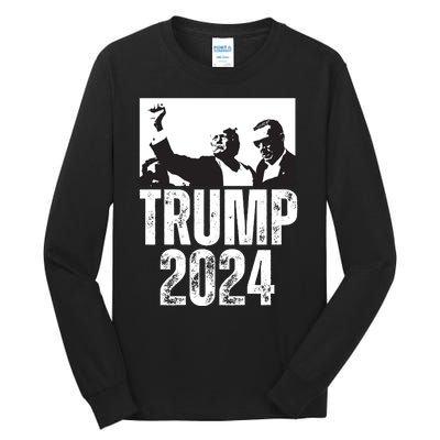 Trump 2024 Bulletproof Teflon Don Rally Shooting Fist Pump Tall Long Sleeve T-Shirt