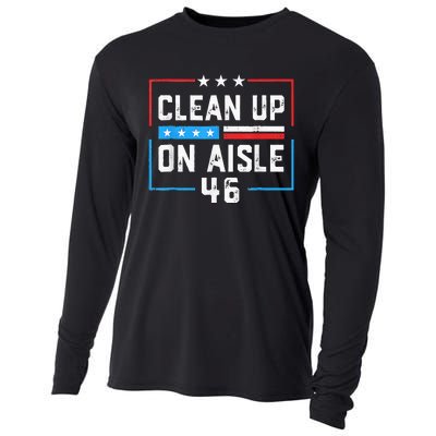 Trump 2024 Back America Clean Up On Aisle 46 Anti Joe Biden Cooling Performance Long Sleeve Crew