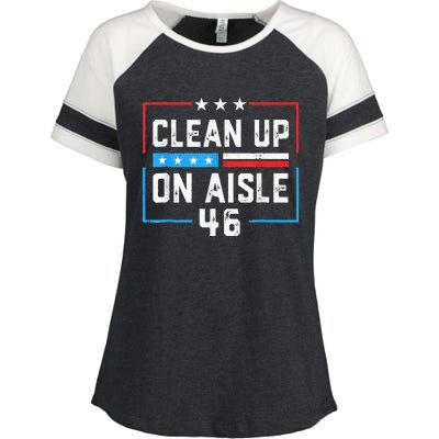 Trump 2024 Back America Clean Up On Aisle 46 Anti Joe Biden Enza Ladies Jersey Colorblock Tee