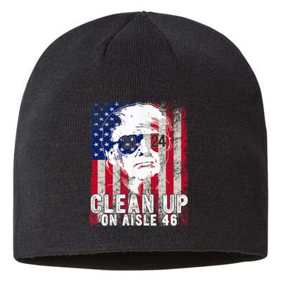 Trump 2024 Back America Clean Up On Aisle 46 Anti Joe Biden Sustainable Beanie