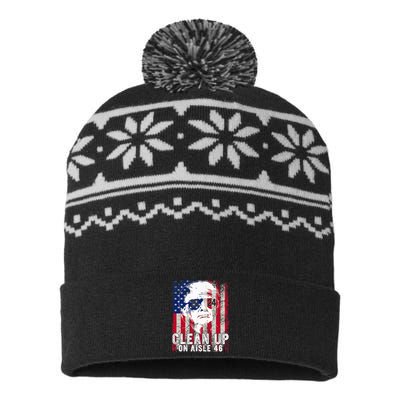 Trump 2024 Back America Clean Up On Aisle 46 Anti Joe Biden USA-Made Snowflake Beanie