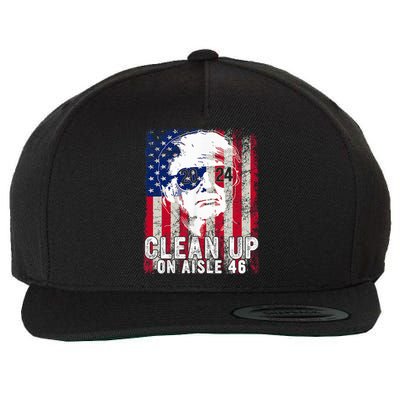 Trump 2024 Back America Clean Up On Aisle 46 Anti Joe Biden Wool Snapback Cap