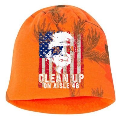 Trump 2024 Back America Clean Up On Aisle 46 Anti Joe Biden Kati - Camo Knit Beanie