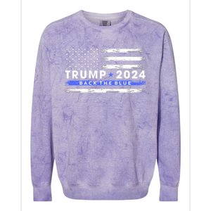 Trump 2024 Back The Blue Thin Gift Colorblast Crewneck Sweatshirt