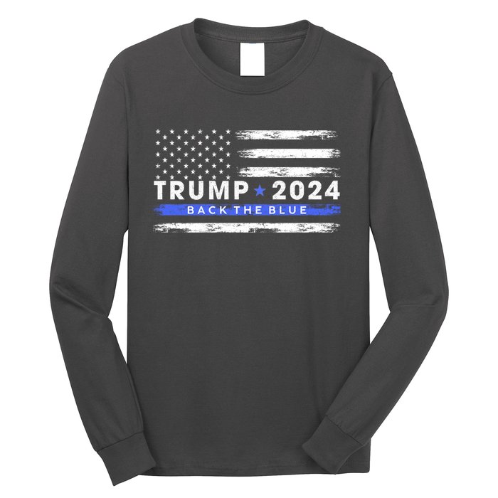 Trump 2024 Back The Blue Thin Gift Long Sleeve Shirt