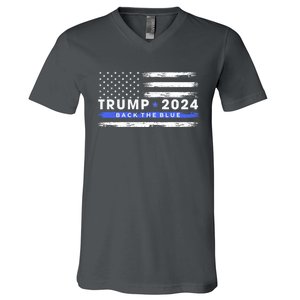 Trump 2024 Back The Blue Thin Gift V-Neck T-Shirt