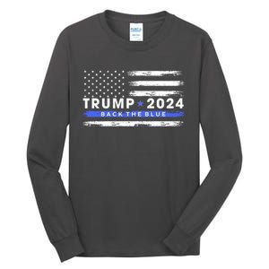 Trump 2024 Back The Blue Thin Gift Tall Long Sleeve T-Shirt