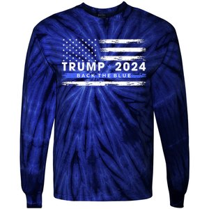 Trump 2024 Back The Blue Thin Gift Tie-Dye Long Sleeve Shirt