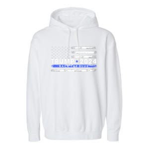 Trump 2024 Back The Blue Thin Gift Garment-Dyed Fleece Hoodie