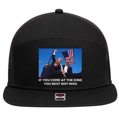 Trump 2024 Best Not Miss King Bold Design 7 Panel Mesh Trucker Snapback Hat