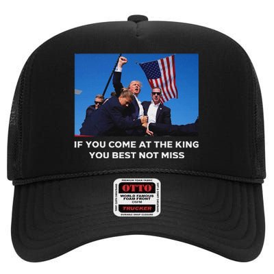 Trump 2024 Best Not Miss King Bold Design High Crown Mesh Back Trucker Hat