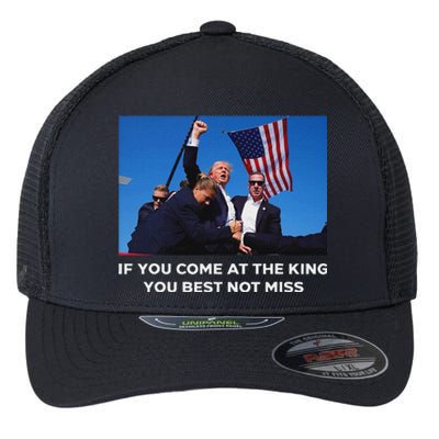 Trump 2024 Best Not Miss King Bold Design Flexfit Unipanel Trucker Cap