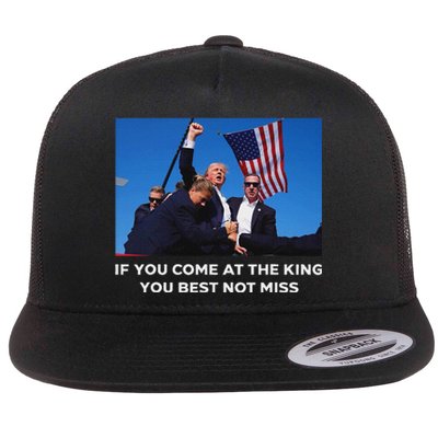 Trump 2024 Best Not Miss King Bold Design Flat Bill Trucker Hat