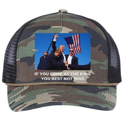 Trump 2024 Best Not Miss King Bold Design Retro Rope Trucker Hat Cap