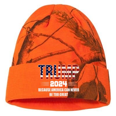 Trump 2024 Because America Can Never Be Too Great Kati Licensed 12" Camo Beanie