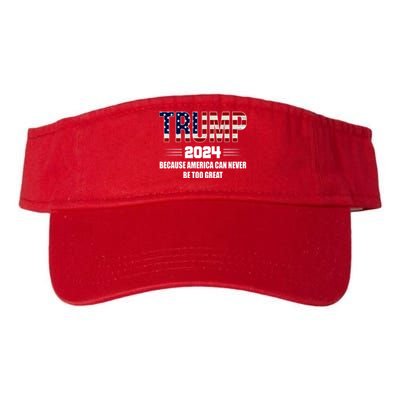 Trump 2024 Because America Can Never Be Too Great Valucap Bio-Washed Visor