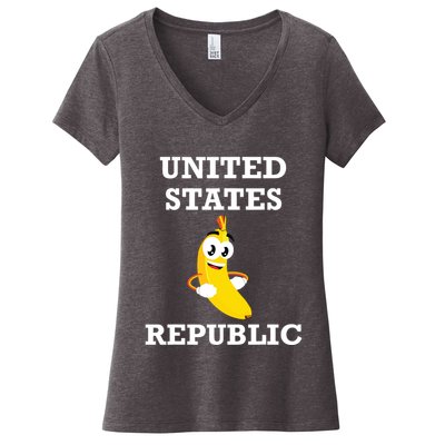 Trump 2024 Banana Biden Republic America Satire Republican Women's V-Neck T-Shirt