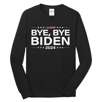 Trump 2024 Bye Bye Biden Dropped Out Election Funny Tall Long Sleeve T-Shirt