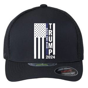 Trump 2024 Back The Blue Trump Supporter Flexfit Unipanel Trucker Cap