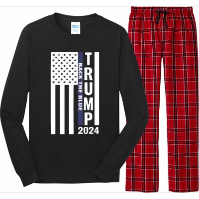 Trump 2024 Back The Blue Trump Supporter Long Sleeve Pajama Set