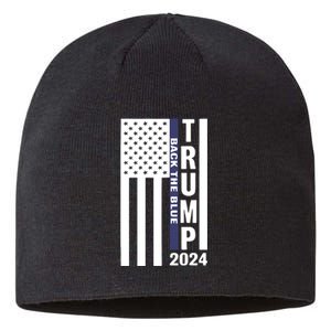 Trump 2024 Back The Blue Trump Supporter Sustainable Beanie