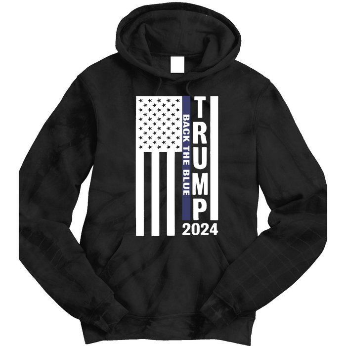 Trump 2024 Back The Blue Trump Supporter Tie Dye Hoodie