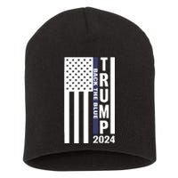 Trump 2024 Back The Blue Trump Supporter Short Acrylic Beanie