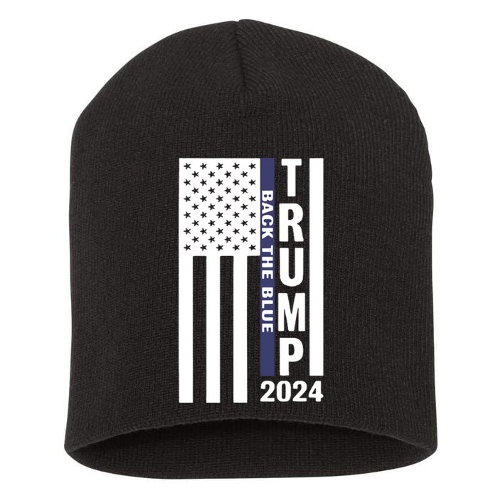 Trump 2024 Back The Blue Trump Supporter Short Acrylic Beanie