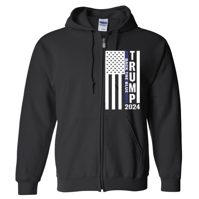 Trump 2024 Back The Blue Trump Supporter Full Zip Hoodie