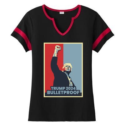 Trump 2024 Bulletproof Ladies Halftime Notch Neck Tee