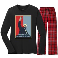 Trump 2024 Bulletproof Women's Long Sleeve Flannel Pajama Set 