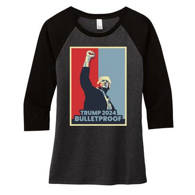 Trump 2024 Bulletproof Women's Tri-Blend 3/4-Sleeve Raglan Shirt