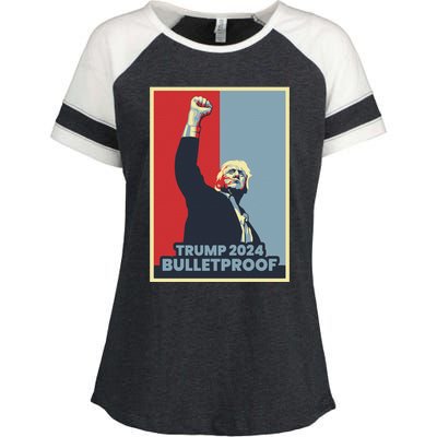 Trump 2024 Bulletproof Enza Ladies Jersey Colorblock Tee