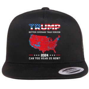 Trump 2024 Better Coverage Than Verizon Can You Hear Us Now Flat Bill Trucker Hat