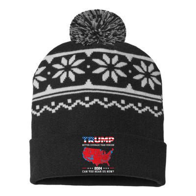 Trump 2024 Better Coverage Than Verizon Can You Hear Us Now USA-Made Snowflake Beanie