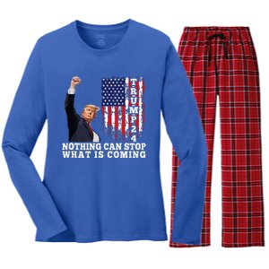 Trump 2024 Butler Pennsylvania Trump Assasination Trump Shot Women's Long Sleeve Flannel Pajama Set 