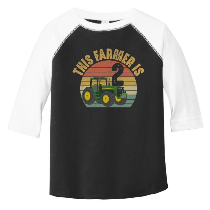 Tractor 2nd Birthday 2 Year Old Farmer Farm Theme Bday Party Toddler Fine Jersey T-Shirt